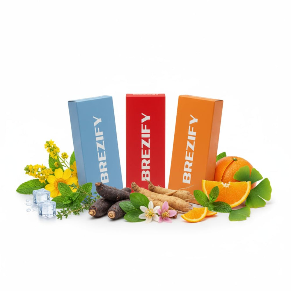 Brezify Zen Harmony Set packaging showing three mini bottles for on-the-go aroma moments.