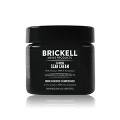 Brickell Men's Clearing Scar Cream bottle shows premium packaging for scar care.