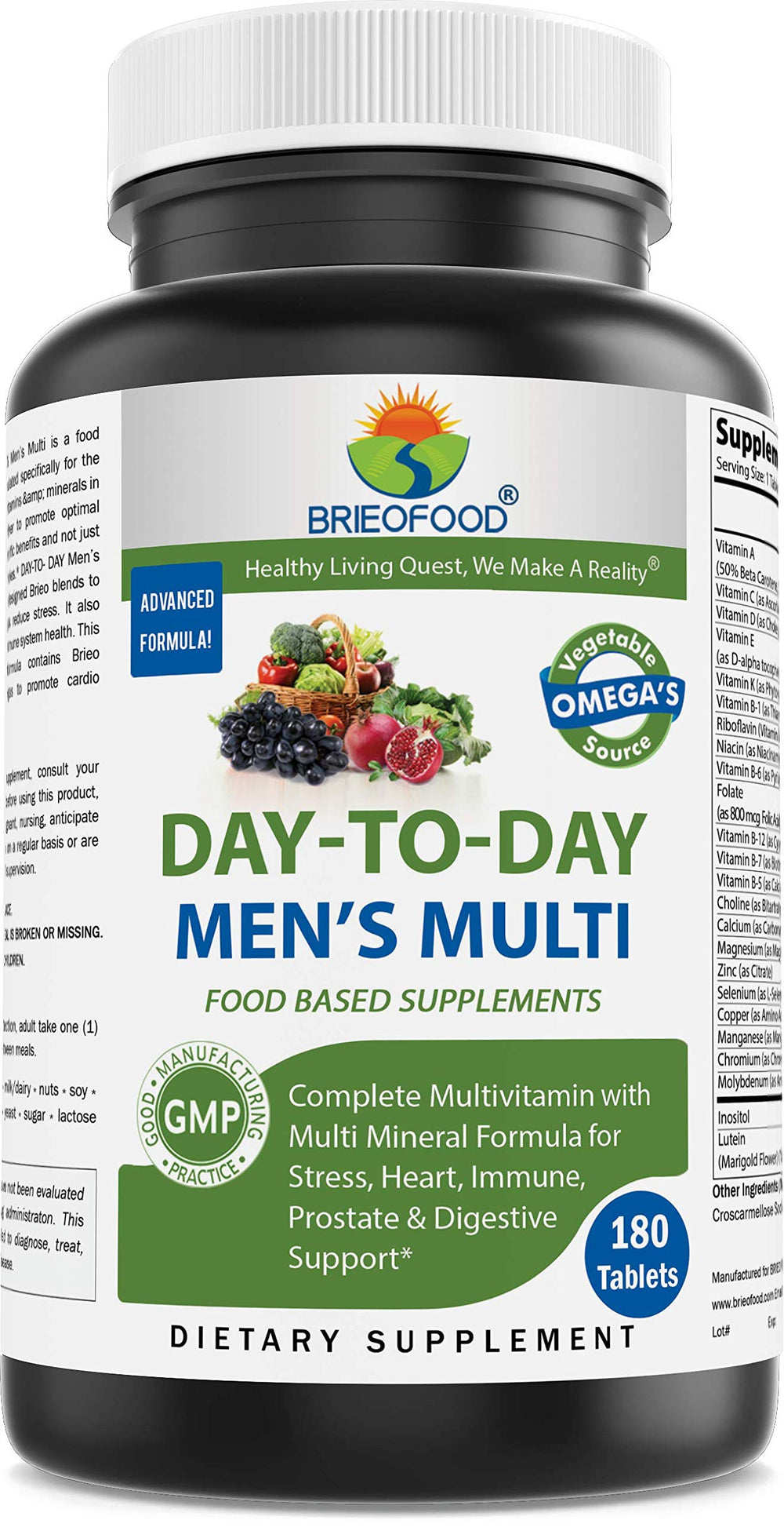 Brieofood Day-to-Day Men's Multi bottle promotes everyday energy and balance
