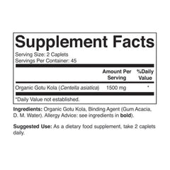 Brieofood Gotu Kola tablets close-up highlighting vegetarian capsules and potency