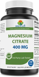Brieofood Magnesium Citrate 400 mg bottle for daily muscle support