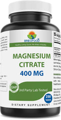 Brieofood Magnesium Citrate 400 mg bottle for daily muscle support