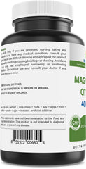 Brieofood Magnesium Citrate label display highlights purity and allergen-free formulation