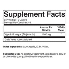 Brieofood Organic Bhringraj tablets close-up highlighting vegetarian formula