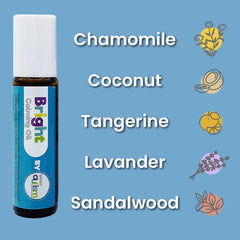 Bright Autism Bright Calming Oil label close-up showing natural blend