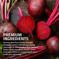 Tablets of Bronson Beet Root Double Strength arranged on a clean surface.