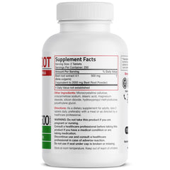 Bronson Beet Root tablets closeup showing compact vegan format for daily use.