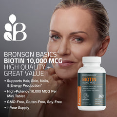 Bronson Biotin bottle highlights a one-year supply