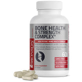 Bronson bone health strength bottle packaging showcases premium, non-GMO formula.