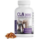 Bronson CLA 3000 bottle front with softgels, highlighting extra high potency for weight management.