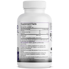 Bronson CLA 3000 bottle side view showing non-stimulating safflower-based formula