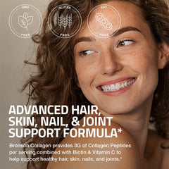 Bronson Collagen Peptides 3000mg ingredients panel with biotin and vitamin C