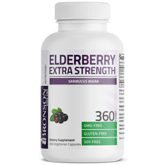 Bronson Elderberry Extra Strength label notes 4:1 extract for concentrated elderberry benefits