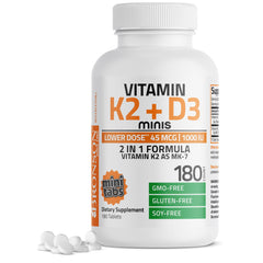 Bronson K2 D3 Minis: tabletas pequeñas fáciles de tragar para la rutina diaria.