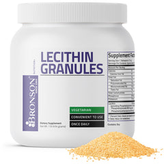 Bronson Lecithin Granules bottle with label highlighting quality and daily use.