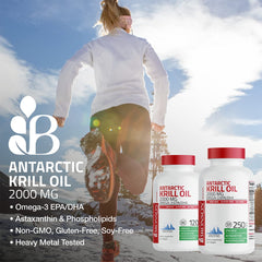 Bronson astaxanthin-rich krill oil image hints at antioxidant-rich formulation.
