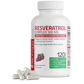 Bronson Resveratrol 500 Complex bottle front with vegan capsules for daily support.