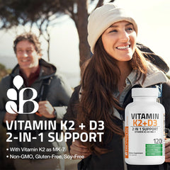 Bronson Vitamin K2 D3 bottle on counter suggesting everyday wellness