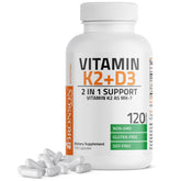 Bronson Vitamin K2 D3 bottle displayed for easy daily calcium support.