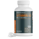 Bronson Vitamin K2 MK-7 bottle front with 120 tablets for bone support potential.