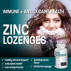 Bronson Zinc Lozenges Lemon bottle close-up highlighting vegan-friendly formula.