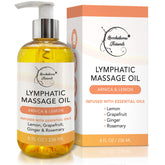 Brookethorne Naturals Lymphatic Oil bottle pour for smooth application and glide
