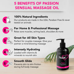 Brookethorne Naturals Passion Massage Oil provides smooth non greasy glide for couples.