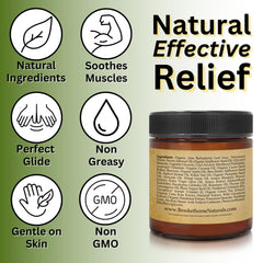 Brookethorne Naturals Relief Arnica Cream in use during a massage application.