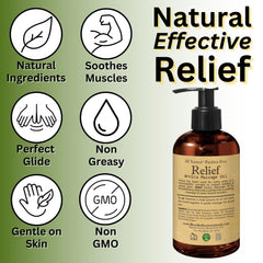 Brookethorne Naturals Relief Arnica Massage Oil ingredients list highlight.