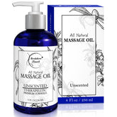 Brookethorne Naturals unscented massage oil bottle offers a fragrance-free glide for massage sessions.