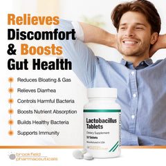 Brookfield Probiotics bottle daily-use shot emphasizes easy, travel-friendly routine.