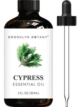 Brooklyn Botany Cypress essential oil bottle with dropper for precise diffusion.
