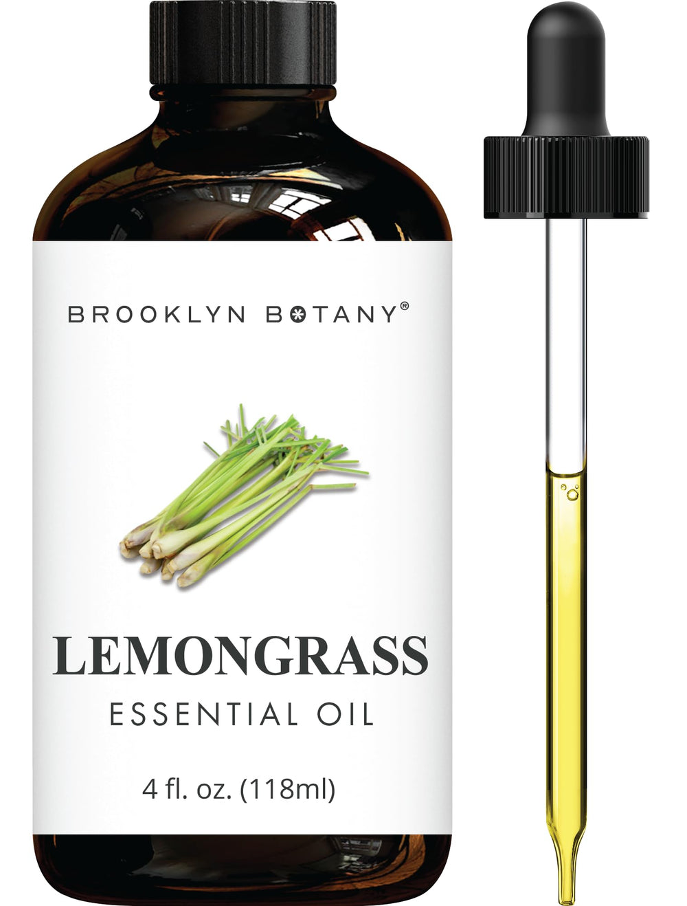 Brooklyn Botany Lemongrass oil bottle with dropper for precise aromatherapy use.