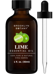 Brooklyn Botany Lime essential oil bottle with pure citrus aroma for diffusion.