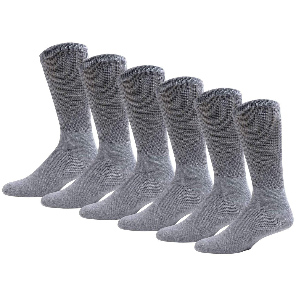 Brooklyn Socks big-tall diabetic cotton crew gray pack shot shows six-pair value set for all-day wear