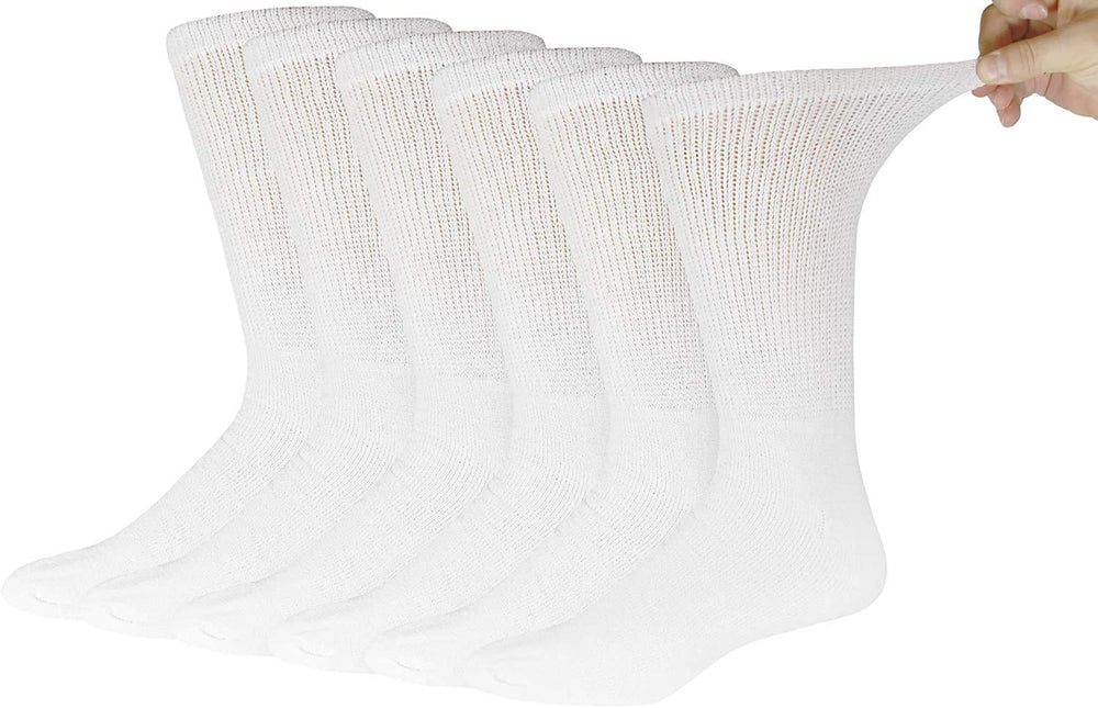 Brooklyn Socks diabetic crew socks in white six-pack for comfort and circulation.