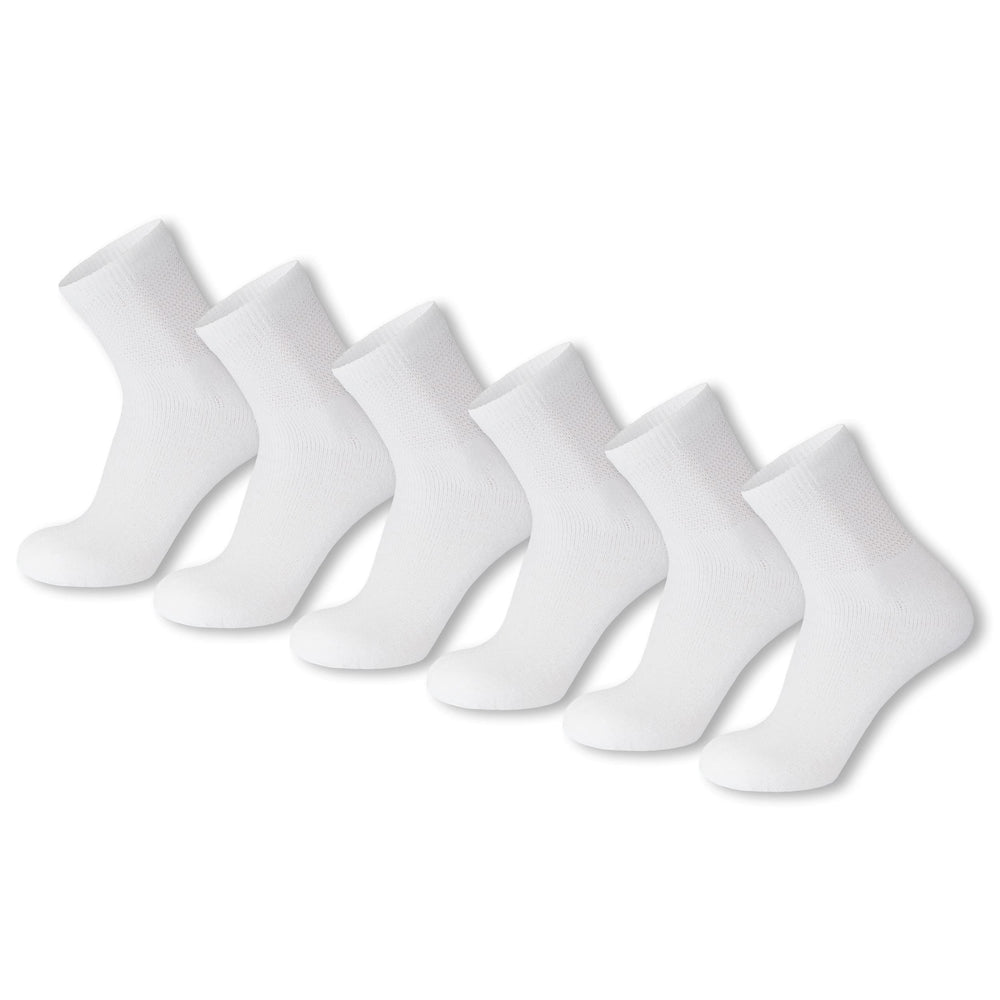 Brooklyn Socks premium diabetic cotton quarter-length sock in white for all-day comfort.