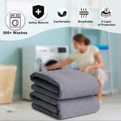 Brosive gray design bed pad hides stains for any room.