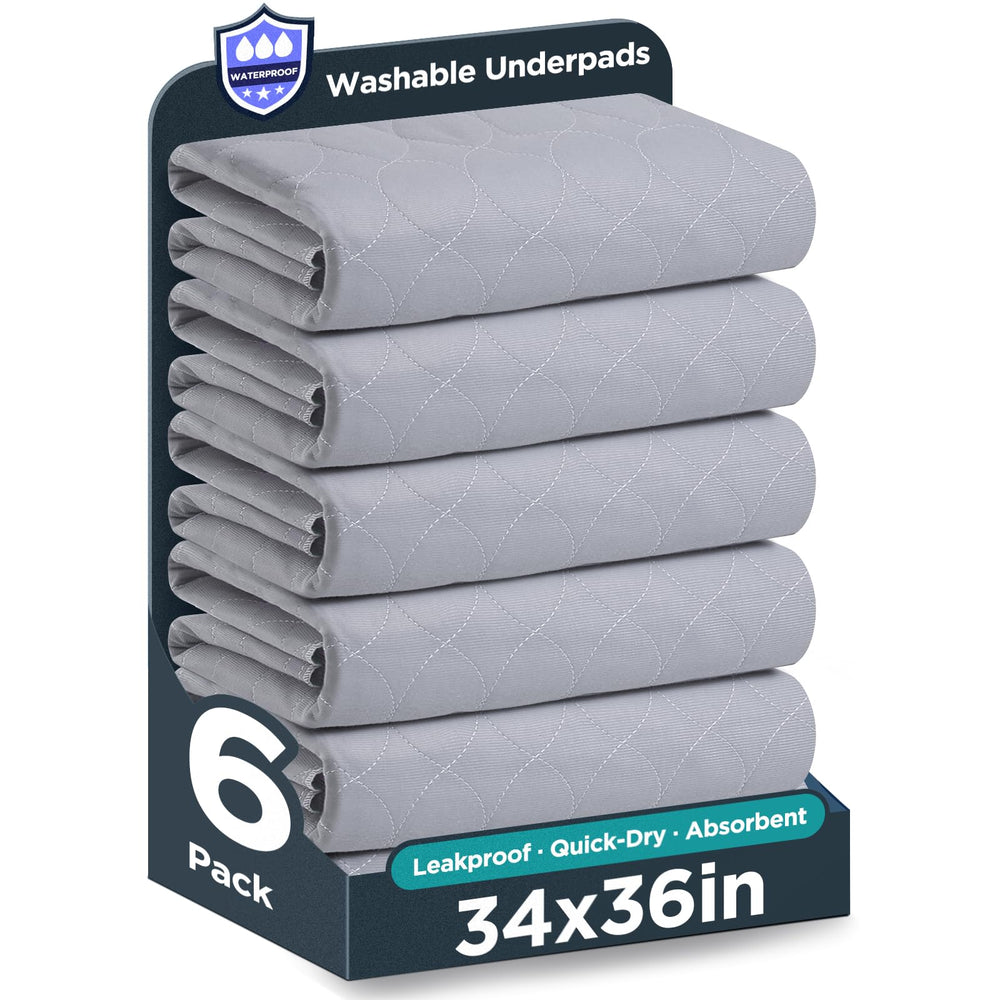 Brosive washable bed pad 34x36 grey flat shows waterproof surface for reliable protection.