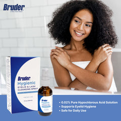Bruder No-rinse spray supports clear, comfortable eyes during the day.