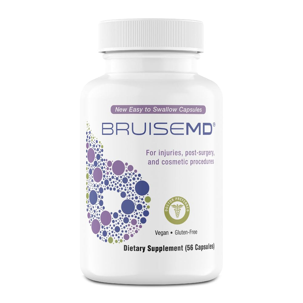 BruiseMD Arnica bottle shows post-injury support for swelling and bruising.