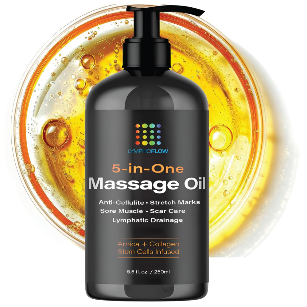 Bruizex lymphatic massage oil bottle for post-workout drainage and smoother skin.