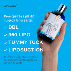 Bruizex oil application scene showing silky texture for professional or at-home massage