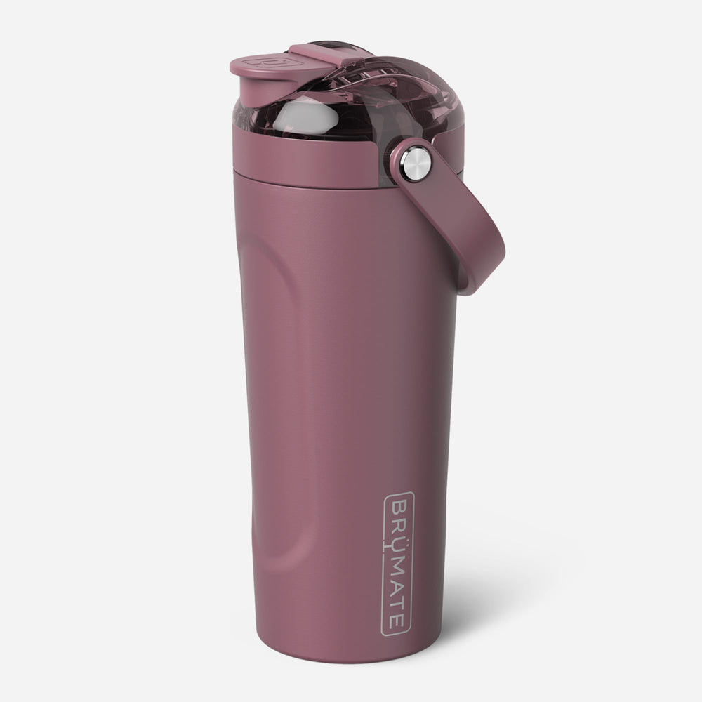 BrüMate MultiShaker Rose Taupe with BevLock lid closed for spill-proof use.