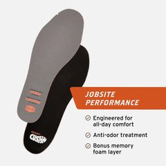 BRUNT Standard CUSH N Insoles feature moisture-wicking fabric for dry feet.