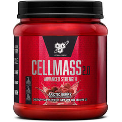 BSN CELLMASS 2.0 Arctic Berry tub for post-workout recovery.