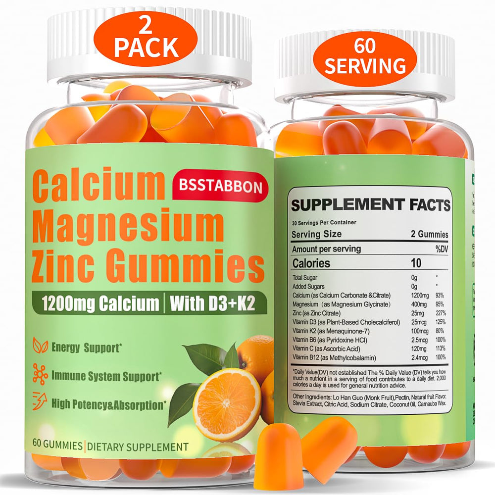 BSSTABBON calcium magnesium zinc gummies bottle for convenient daily mineral support