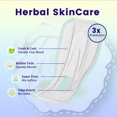 BST heavy-flow overnight pads with wings breathable cover close-up promotes dryness and comfort.