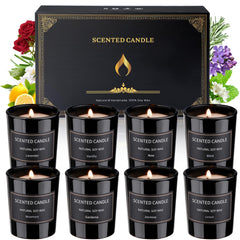 Bszatan Christmas candle set with eight fragrances enhances festive ambiance.