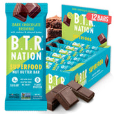 B.T.R Nation Keto Superfood Bar brownie recharge packaging, a low-carb energy option.